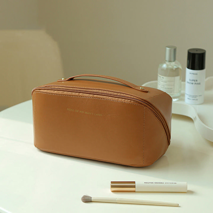 Kosmetiktasche für Damen, Reise, praktische Make-up-Tasche aus PU-Leder