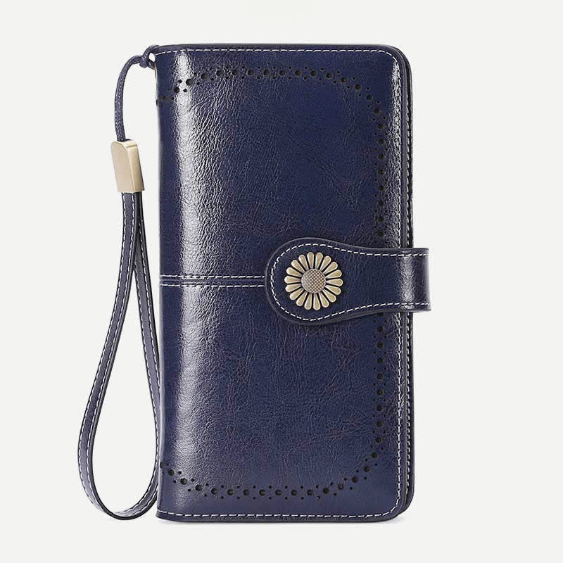Damen RFID-blockierende Ledergeldbörse mit mehreren Steckplätzen, Kreditkartenetui, Clutch