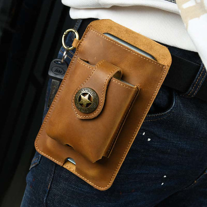 Multifunktionale Echtleder Handy Gürteltasche Loop Taille Holster