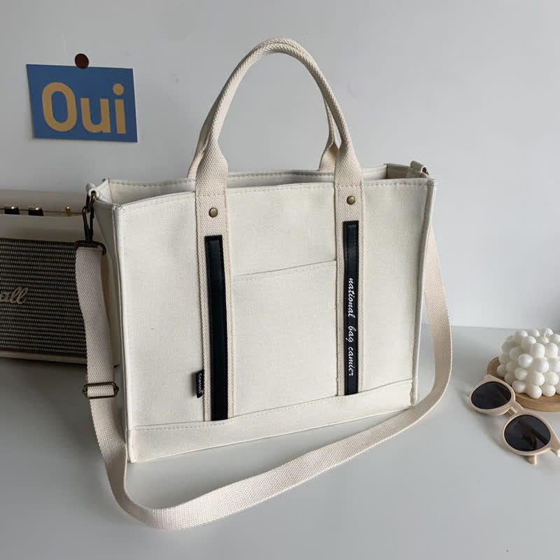 Laptop Tote Handtasche Canvas Schultertasche Aktentasche für Reisen Büro Schule
