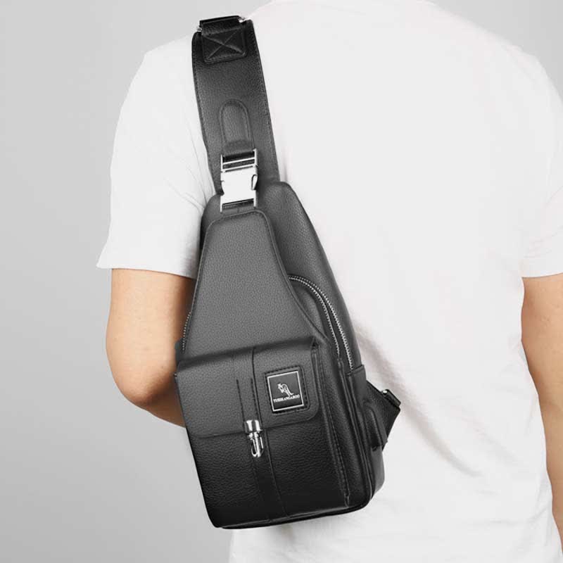 Herren Leder Schultertasche Mehrzweck Casual Bag Brusttasche Umhängetasche
