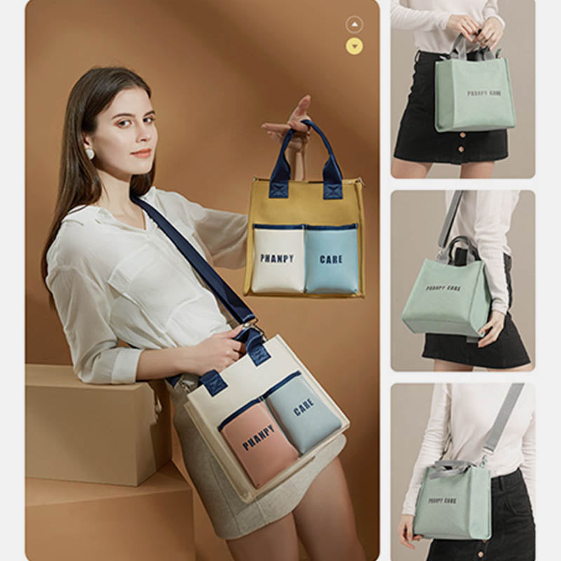 Funktionelle Handtasche, Tote Mommy Bag, Schultertasche mit mehreren Taschen und Umhängegurt