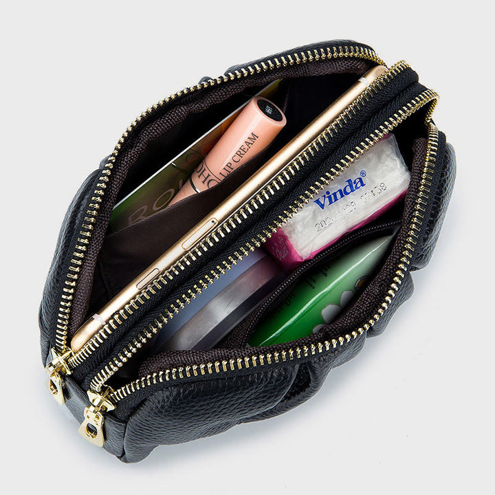 Clutch aus Rindsleder mit zwei Fächern, Handgelenktasche für Damen