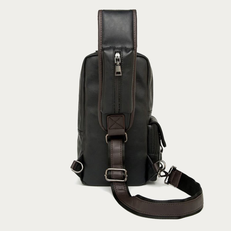 Retro-Schultertasche aus Leder mit Diebstahlschutz und interaktiven Taschen, geräumiger Tagesrucksack