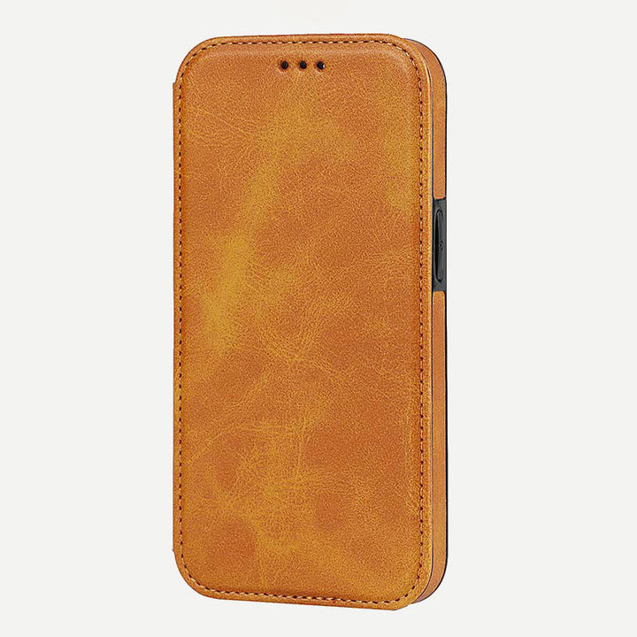 Handyhülle für iPhone 14 Clamshell Lederhülle mit Kartenfächern