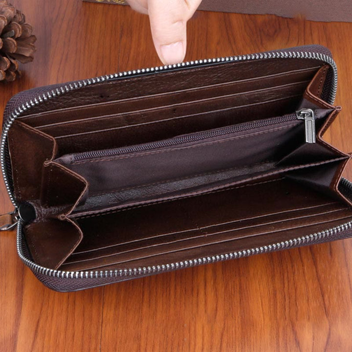 Geldbörse für Damen, Vintage, echtes Leder, bedruckt, für den täglichen Einkauf