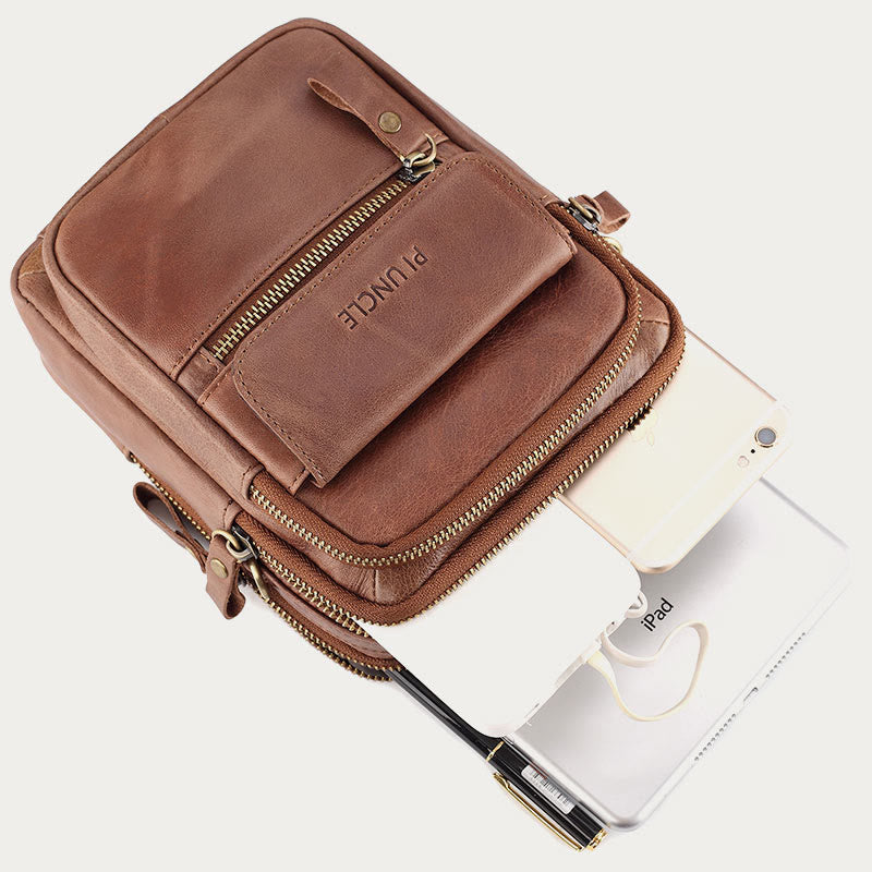 Messenger Bag für Herren, Business, kleine tragbare Umhängetasche aus Leder