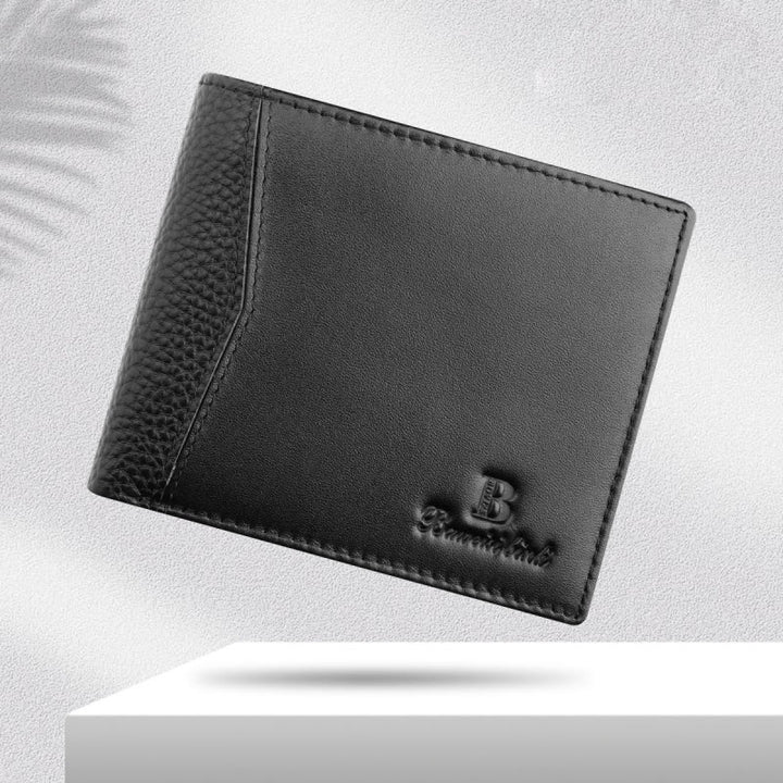 Ledergeldbörse für Männer, Diebstahlschutz, RFID, schwarze Geldbörse