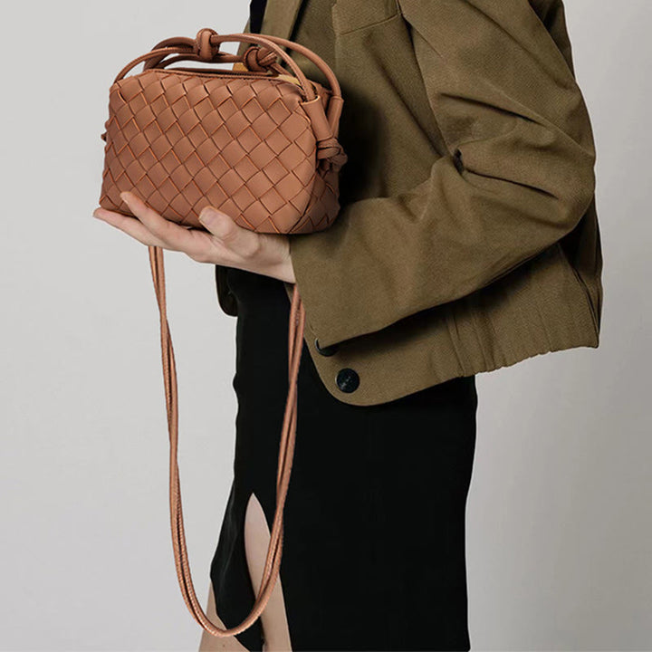 Umhängetasche für Damen, gestrickt, mit Karomuster, Handytasche