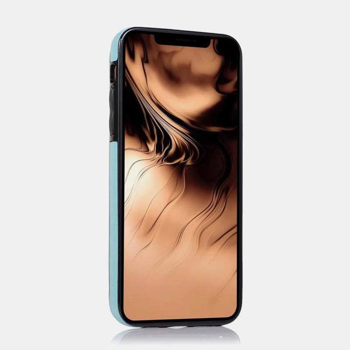 Handyhülle mit Ständer für iPhone mit Kartenhalter, doppelter Magnetverschluss