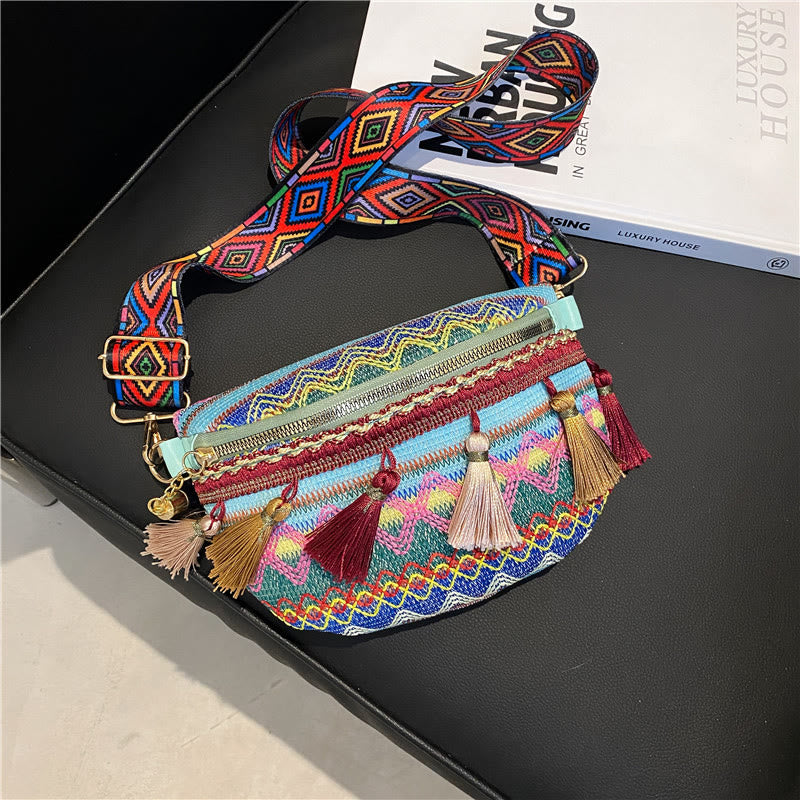 Folk Custom Sling Bag Damen Quaste Umhängetasche Brusttasche