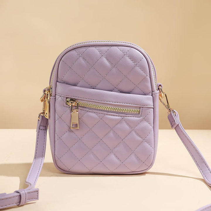Handytasche für Damen mit Rautenmuster, einfarbig, Mini-Tasche