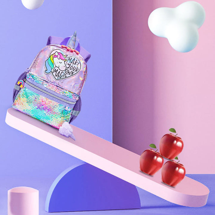 Rucksack für Kindergartenkinder, Laser Glitter Regenbogen Einhorn, kleine Schultasche
