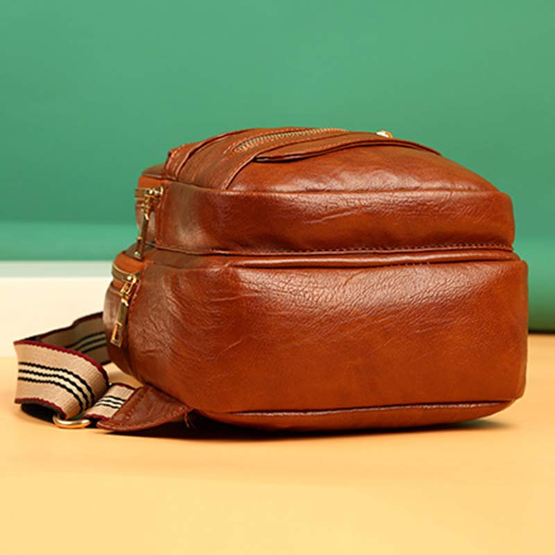 Sling Crossbody Rucksack Weiche Leder Schultertasche mit verstellbarem Riemen