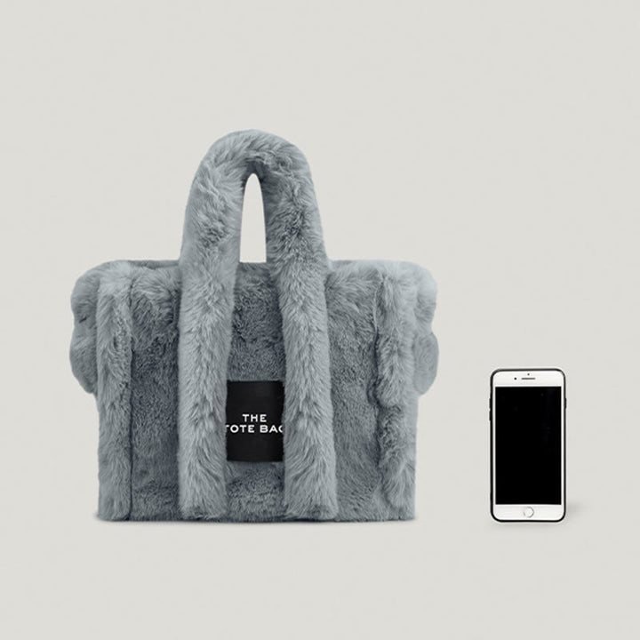 Solide Plüsch-Handtasche für den Winter, weiche Umhängetasche mit breiten Riemen