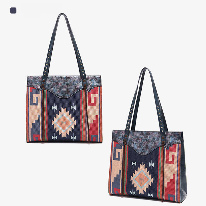 Vintage Bohemian Tote Damen Klassische Baumwolle Leinen Unterarm Schultertasche