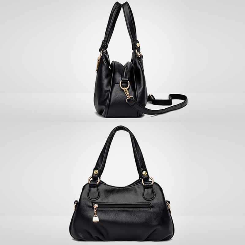 Damen Lederhandtasche mit mehreren Fächern, Umhängetasche, Hobo-Tasche