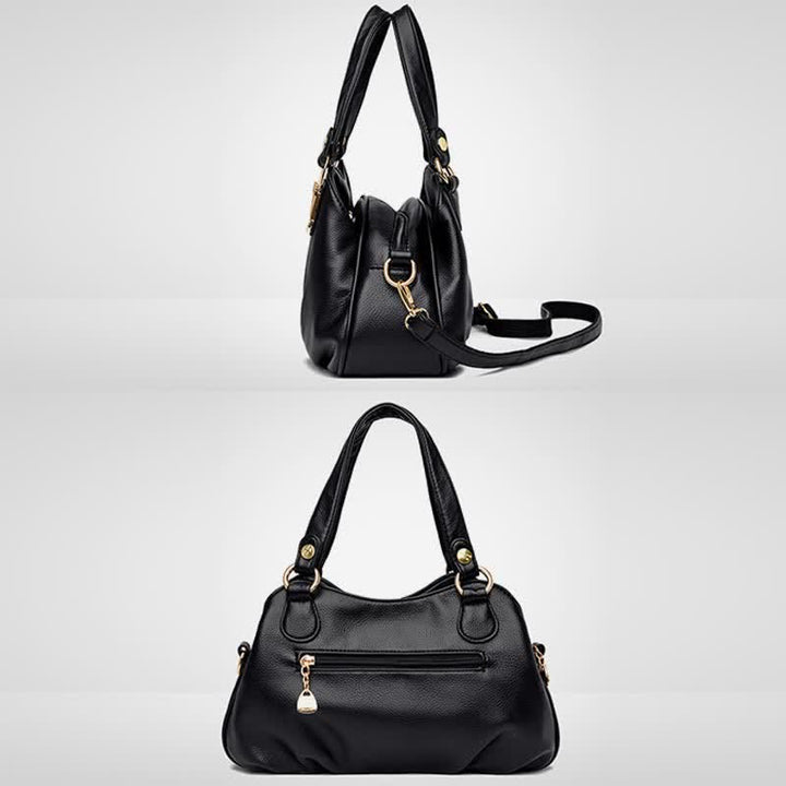 Damen Lederhandtasche mit mehreren Fächern, Umhängetasche, Hobo-Tasche