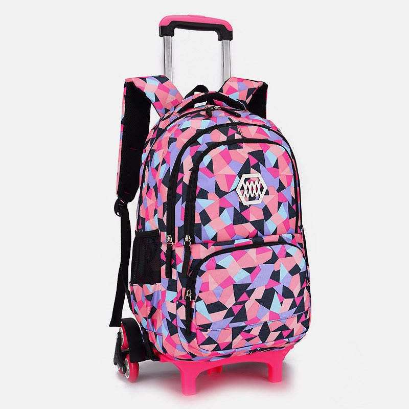 Schultasche mit Rollenden Rädern für Jungen und Mädchen, bunt bedruckter Rucksack