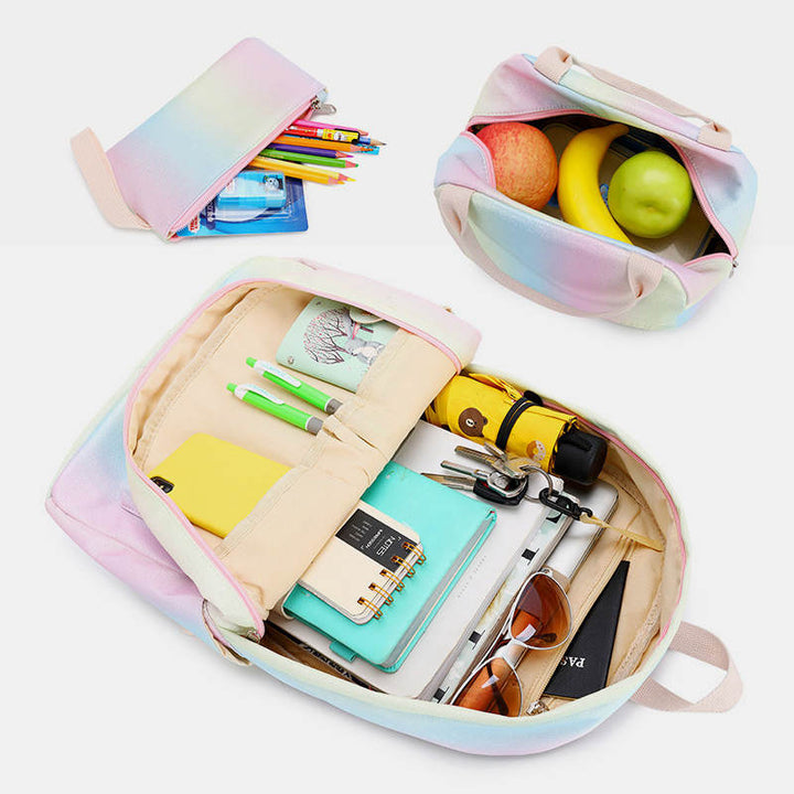 3-teiliges wasserdichtes Rucksackset mit Farbverlauf und großer Kapazität