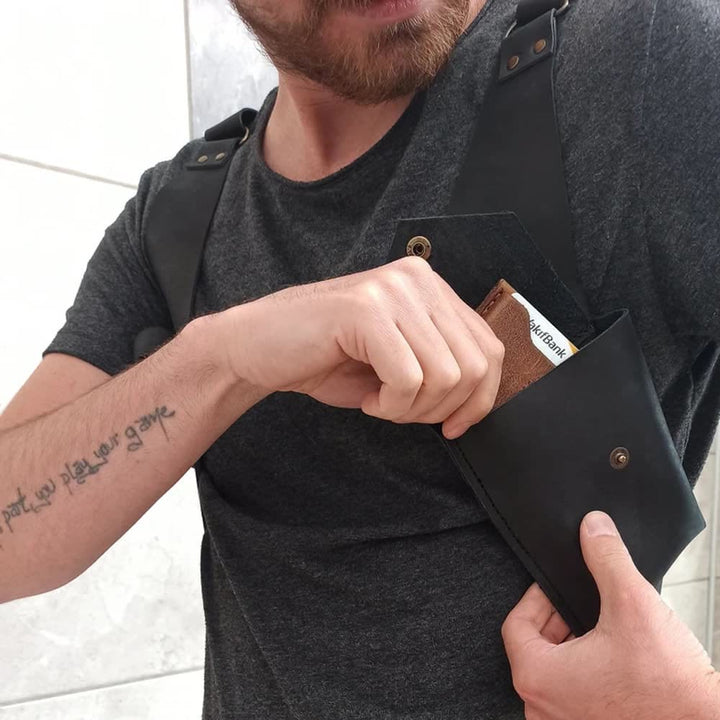 Outdoor Weste Geldbörse Damen Herren Unterarm Leder Achseltasche