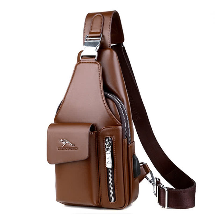 Tragefreundliche Schultertasche mit mehreren Fächern und USB-Ladeanschluss