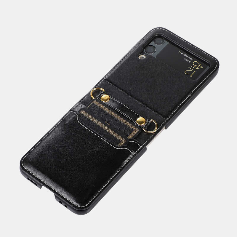 Handyhülle für Z Flip 4 Crossbody Clamshell Lederschutzhülle