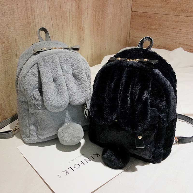 Süßer Plüsch-Rucksack, Tagesrucksack für Frauen und Mädchen mit Hasenohren