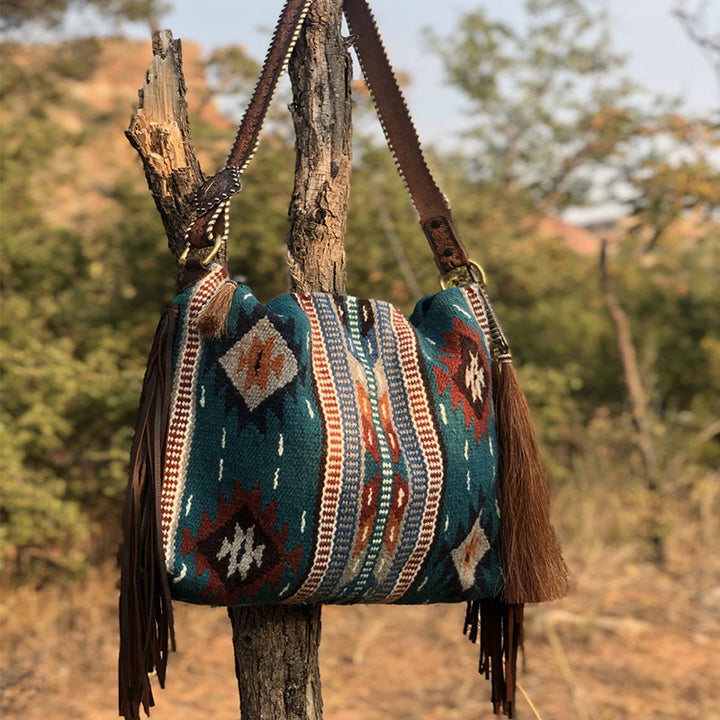 Damen-Einkaufstasche, modisch, böhmische Quaste, Umhängetasche, Vintage-Boho-Handtaschen
