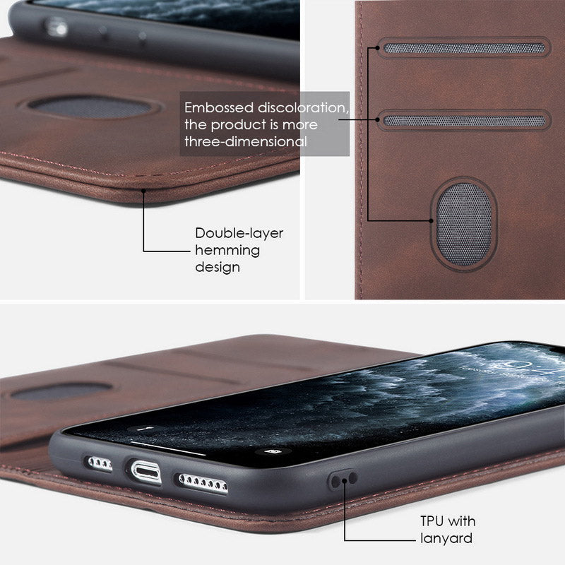 Premium PU Leder Brieftasche Hülle Kartenhalter Kompatibel mit iPhone 13 Pro Max