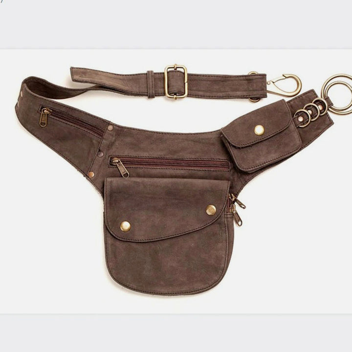 Mittelalterliche, handgefertigte, praktische Vintage-Gürteltasche aus Leder für alltägliche Partys