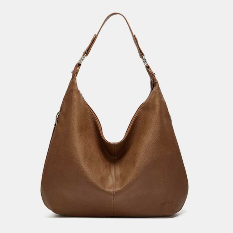 Große Hobo-Tasche aus weichem Leder, Handtasche, Tragetasche für den Alltag für Damen - Sattelbraun - image 21