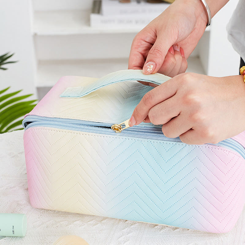 Kosmetiktasche für Damen, Reise-Make-up-Tasche mit Farbverlauf