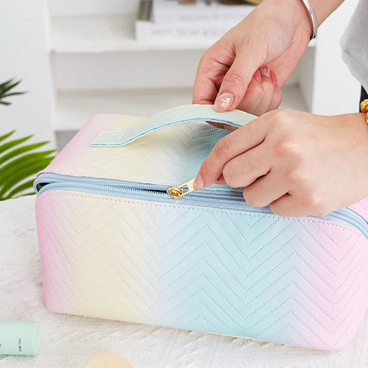 Kosmetiktasche für Damen, Reise-Make-up-Tasche mit Farbverlauf