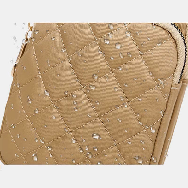 Gesteppte Umhängetasche mit dreifachem Reißverschluss, Handytasche, Schultertasche für Frauen und Mädchen
