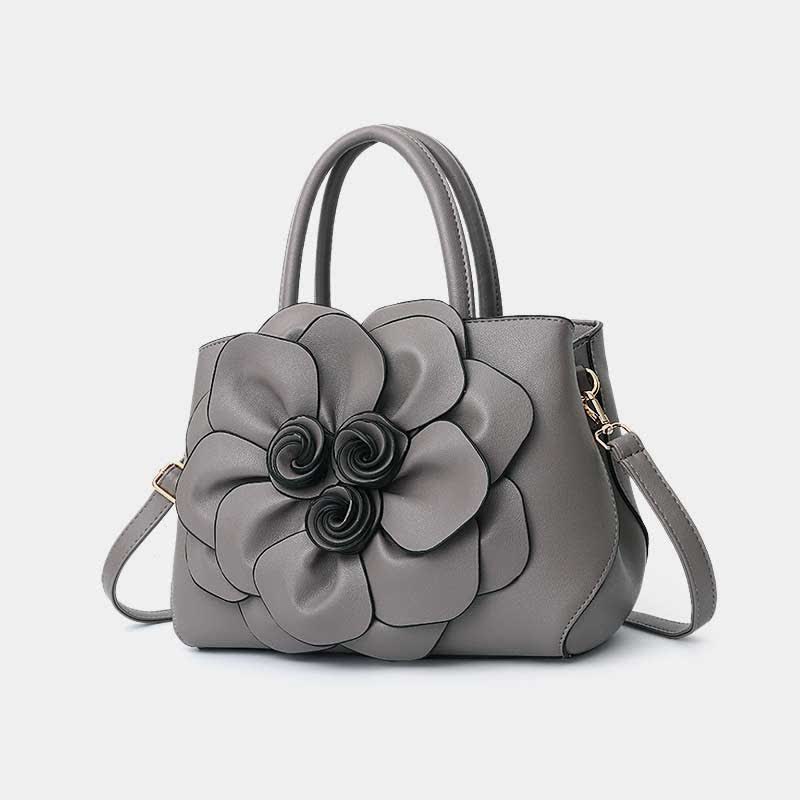 Damen Floral Elegante Schultertasche Vegan Leder Handtasche Satchel Geldbörsen