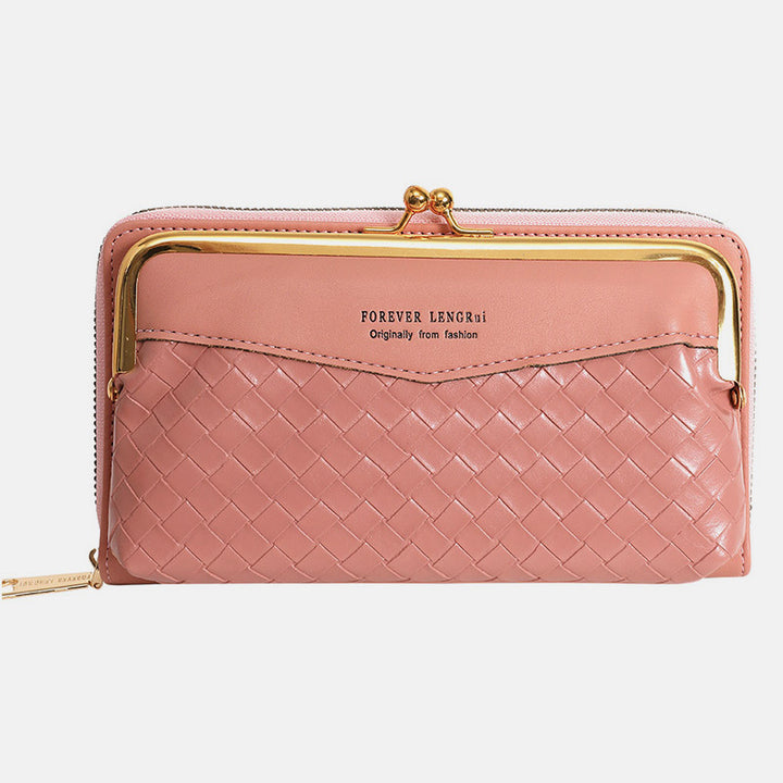 Kleine Umhängetasche Geldbörse Handytasche Damen Mini gewebtes Leder Schultertasche