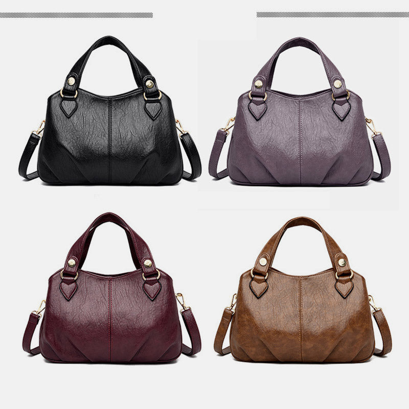 Damen Dreifach-Umhängetasche aus Leder mit Henkel oben, Umhängetasche, Handtasche