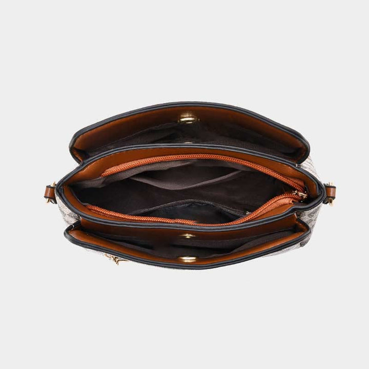 Dreifach karierte Satchel Damen Leder schicke Umhängetasche
