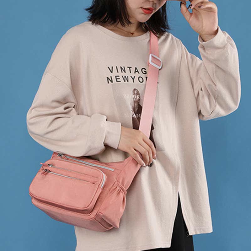 Leichte Nylon-Geldbörse mit mehreren Taschen für Damen, multifunktionale Umhängetasche