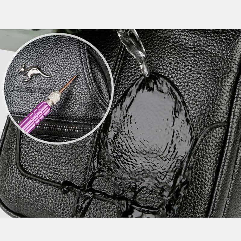Sling-Brusttasche aus Leder mit mehreren Taschen für Männer mit USB-Ladeanschluss