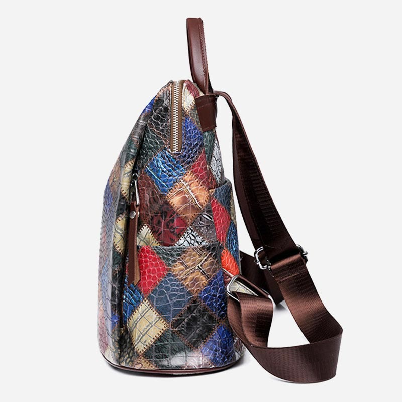Rucksack für Frauen, Farbe Mosaik, einfaches Gittermuster, Reisetasche