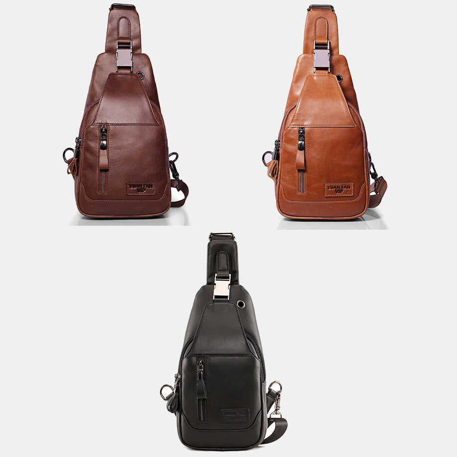 Multifunktions-Schultertasche aus echtem Leder im Vintage-Stil