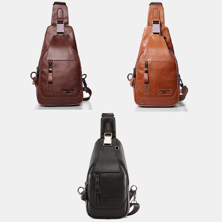 Multifunktions-Schultertasche aus echtem Leder im Vintage-Stil