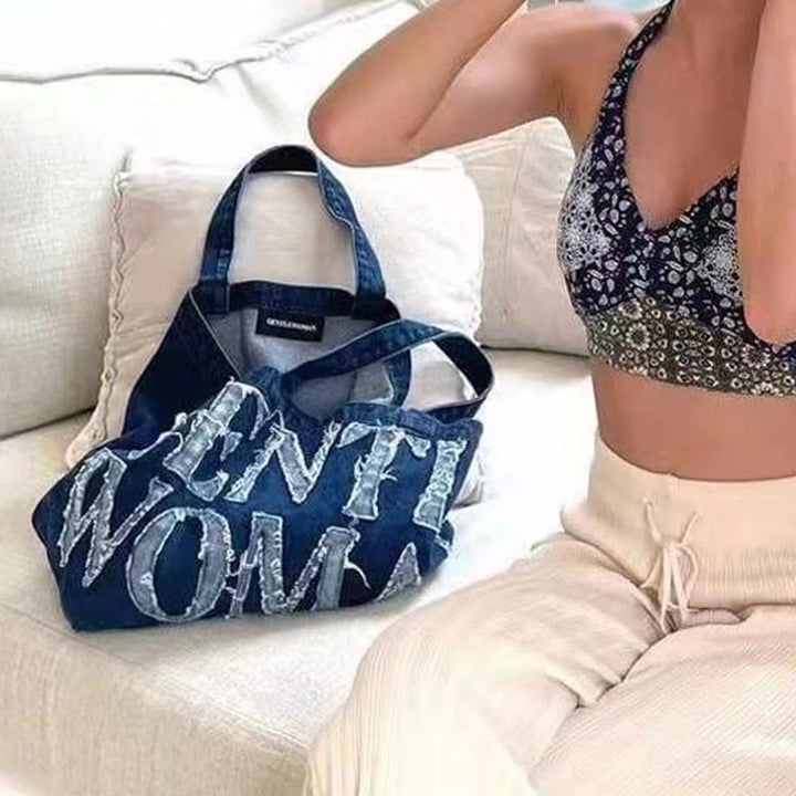 Gentle Women Tote Stickerei Brief große Laptop Schultertasche