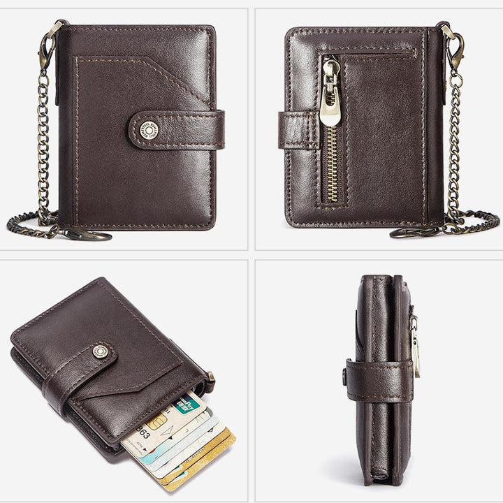 RFID Bifold Business Kurze Geldbörse mit Kette