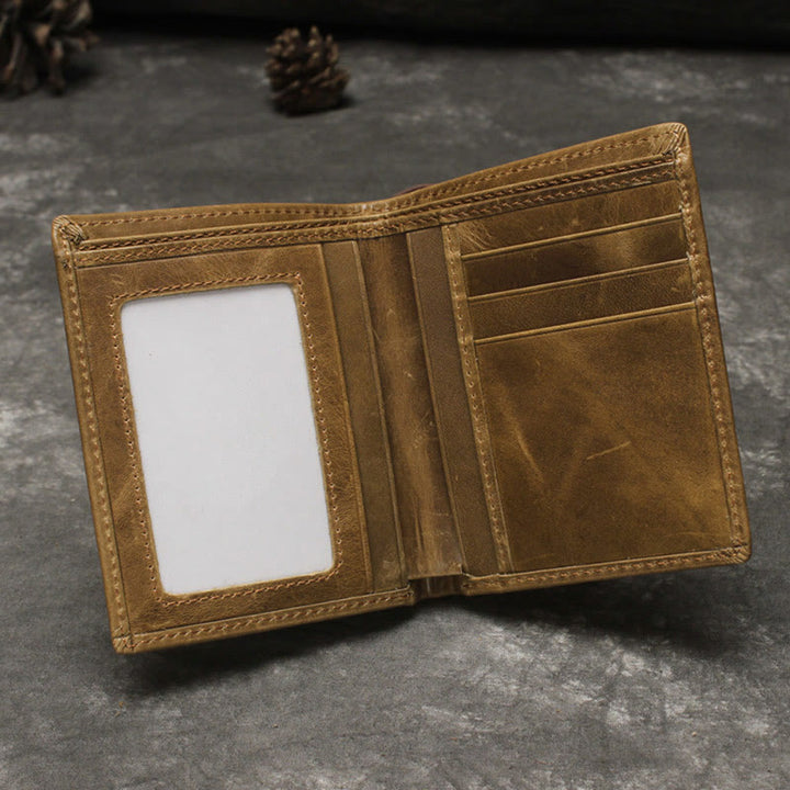Geldbörse für Herren, minimalistischer Retro-Pferdedruck, Leder, Geldklammer, kurze Geldbörse