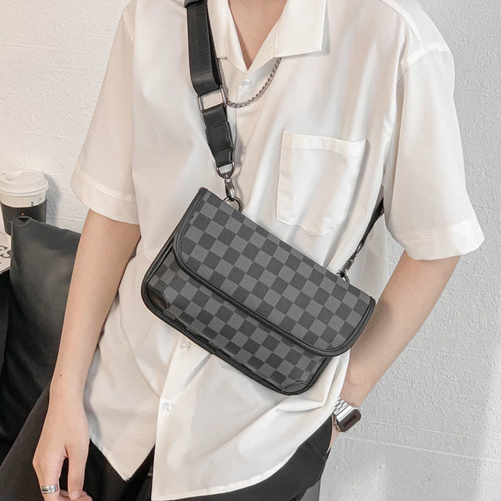 Umhängetasche für Unisex, minimalistische, quadratische Schultertasche aus PU-Leder