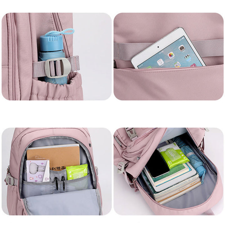 Rucksack für Damen, mehrere Taschen, großes Fassungsvermögen, Polyesterfaser, Schul-Tagesrucksack