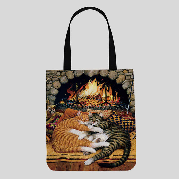 Süße Kätzchen-Tragetasche aus Segeltuch für Damen und Herren, multifunktionale Schultertaschen
